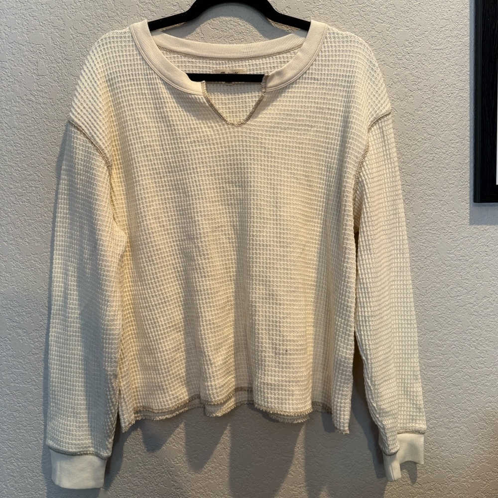 Madewell Waffle Split-Neck Crop Tee